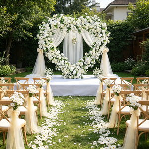 <b>Artificial</b> Flower Wedding Decoration heart shape Flower arch silk cloth Floral background Decor - Product Image 3