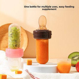 Biberón 2 en 1 para Alimentación de Bebés, Bolsa para Frutas y Verduras para la Dentición, Botella de Cereal de Arroz de 30 ml, Cuchara Exprimible, Alimentación de Frutas para Bebés Pequeños - Product Image 5