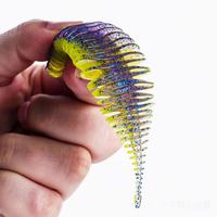 Leurre souple flottant multi-segments à nervures pour la pêche au bar, avec paillettes réfléchissantes, écologique, pour la pêche au lancer