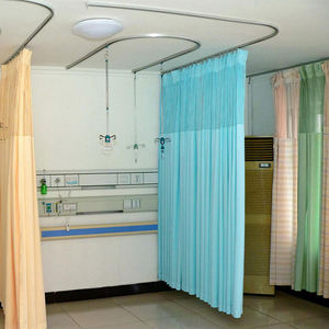 Rideau d'<span class=keywords><strong>isolation</strong></span> médicale mobile avec roues Tissu antibactérien 100% polyester et <span class=keywords><strong>rail</strong></span> monté au <span class=keywords><strong>plafond</strong></span> - Product Image 4