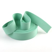Bande élastique plate en sergé double face vert menthe en polyester, vente en gros d'usine, pour ceintures de vêtements et sacs