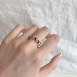 Dylam Rhodium Plated 925 Sterling <b>Silver</b> <b>Eternity</b> <b>Rings</b> Trendy Cubic Zirconia Square Irregular Band Wedding <b>Ring</b> Women - Product Image 3