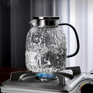 <b>Cold</b> Water Pitcher Large Capacity Glacier Pattern Thickened Glass Belly <b>Cup</b> With Lid Party Use - Product Image 2