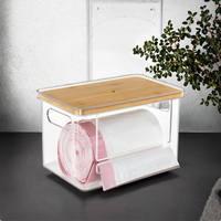 Lot de 2 contenants alimentaires avec poignées en bambou, en plastique PET, capacité 1-3L, dimensions 29x18x18CM, style américain, design multifonctionnel pour