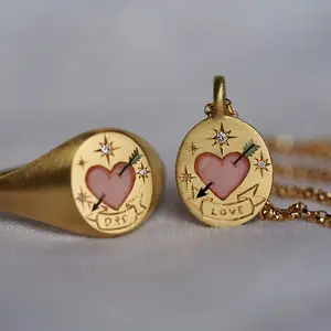 Geschilderde Lichte Luxe Rvs Hanger Ketting Handgeschilderde Bloem Love Hanger Titanium Stalen Trui Ketting Voor Dames