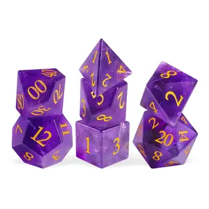 DND RPG Dés en pierre naturelle Sharps Edge Amethyst Gemstone Dice For Dicedragons And Dungeons Role-playing Board Game