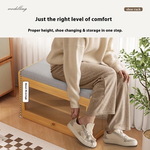 Modern Home Entrance Integrated Shoe Cabinet <strong>Seating</strong> Multifunctional Entryway Shoe <strong>Bench</strong> <strong>with</strong> Soft <strong>Cushion</strong> for Living Room - Product Image 2