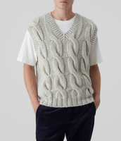 Gilet pull sans manches en tricot torsadé vintage en coton uni pour homme, personnalisé, mode automne-hiver