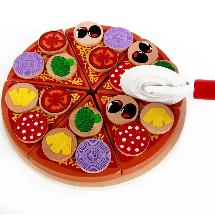 pizza in legno giocattolo per i bambini pizza set di cibo gioco di