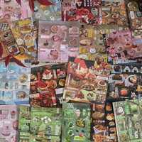 Stiker kartu belakang ponsel DIY gaya antik stiker Film potongan buku kembang api seri koleksi makanan serbaguna Dekorasi Rumah