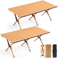 Table de camping pliable en métal à haute capacité de charge, portable, pour pique-nique, barbecue en plein air, plage