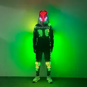 Fabriek Oem Kleur Veranderende Led Robot Kostuum Danser Geleid Roofdier Ijzeren Soldaat Dragen Cosplay Pak Voor Feest