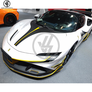 ชุดแต่งคาร์บอนไฟเบอร์แห้งสำหรับ Ferrari SF90 ประกอบด้วยลิ้นหน้า สเกิร์ตข้าง ดิฟฟิวเซอร์ สปอยเลอร์ ฝาครอบเครื่องยนต์ รุ่นอัพเกรด SF90 สไตล์ BF - Product Image 1
