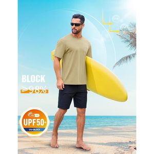 Cotrasen Camiseta de manga corta de algodón ligero de secado rápido que absorbe la humedad para hombre UPF 50 + Top de protección solar para exteriores - Product Image 4