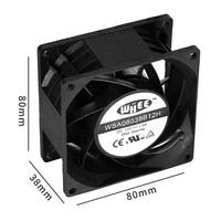 Ventilateur de refroidissement à flux d'air 8038 24V, haut débit d'air (CFM), roulement à billes, RoHS, 80x80x38mm, ventilateur DC sans balais, ventilateur axial 12V, refroidissement de machine CNC en plastique