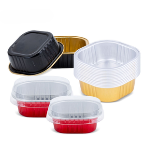 Small <b>Disposable</b> Cake Baking Cups Custom Colored 100ml <b>Aluminum</b> <b>Foil</b> Recyclable Food Grade Baking Containers with LIDS Packaging - Product Image 4