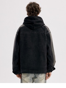 Chaqueta Vaquera Personalizada para <span class=keywords><strong>Hombre</strong></span>, Estilo Vintage, Negra, Lavada a la Piedra, Ropa Urbana, Chaqueta Vaquera Unisex, Gran Venta - Product Image 6