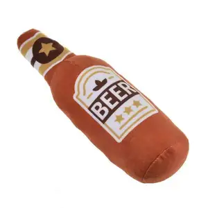 Embroidery Soft Stuffed Fluffy High Quality Stock Beer Drink Bottle Plush Toy Custom Stuffed Toys