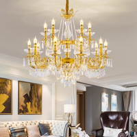 MEEROSEE Grand Lustre En Or En Alliage De Zinc Lustres Classiques Lampes Suspendues pour Villa Escalier Maison Hôtel MD98076-Big