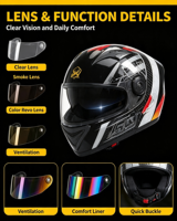 Casque de moto intégral de sécurité en ABS avec double visière, nouvelle norme DOT approuvée, boucle à dégagement rapide
