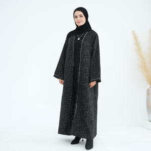 Winterkleid ung Ethnische islamische Kleidung Abaya Frauen Abaya Dubai Bescheidenes Kleid Luxus Open Abaya für Winter Frauen Mantel Stil - Product Image 5