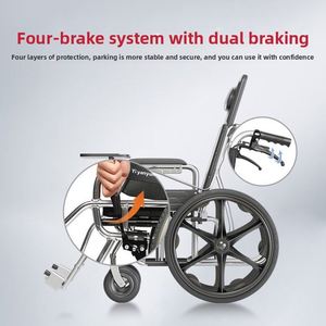 Silla de Ruedas Plegable de Aleación de Acero con Asiento de Inodoro Totalmente Reclinable para Personas Mayores y Discapacitadas |   Silla Manual Multifuncional - Product Image 5