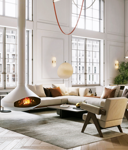 Caminetto Sospeso Personalizzabile per Interni, Forma Speciale, Rotazione a 360°, in Acciaio con Porta in Vetro <span class=keywords><strong>e</strong></span> Camino - Product Image 4
