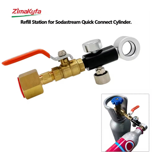 SodaStream Quick Connect Cylinder DUO <b>Adapter</b> Brass Black+Gold CO2 Refill 250Bar 2kPsi Gauge Ball Valve Customizable OEM - Product Image 6