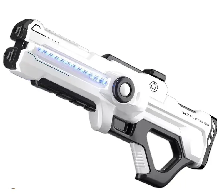 (Caja de color en inglés) pistola de agua de tiro eléctrica de succión automática de largo alcance de alta presión recargable de verano con luz