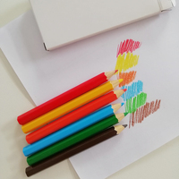 Crayons de couleur miniatures pour enfants, taille courte 3,5 pouces, pour dessin et golf (bois de tilleul, 6/12/24 couleurs, formes triangulaires/hexagonales)