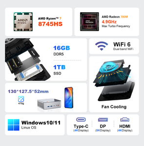 Mini PC Ninkear M8 con AMD Ryzen 7 8745HS, 16GB DDR5, SSD PCIE3.0 de 1TB, Pantalla 4K, WiFi 6, BT5.2, Windows 11 para Juegos y Oficina - Product Image 5