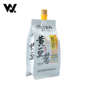 Emballage personnalisé imprimé de qualité alimentaire pour sauces liquides (<span class=keywords><strong>ketchup</strong></span>, tomate, béarnaise, pâte de soja) en pochette souple avec bec verseur et rechargeable - Product Image 3