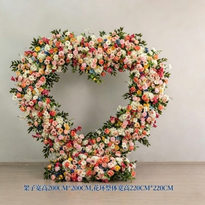 Arreglo Floral Artificial para Boda, Corazón de Rosas de Seda, Fondo Moderno Hecho a Mano para Decoración de Bodas y Fiestas - Product Image 1