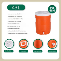 Seau Isotherme Portable de 43L Grande Capacité pour Extérieur, Maintien au Froid 48 Heures, avec Poignée et Robinet, pour Vin, Aliments, Camping - Vente en Gros
