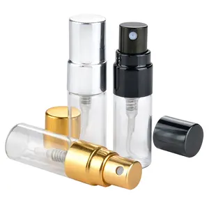 Atomizzatore Spray per profumo portatile in alluminio nero oro argento 2ML 2.5ML con coperchio in alluminio