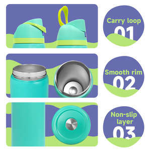 Botella de agua deportiva de acero inoxidable aislada, personalizada de fábrica, con pajita, para deportes, viajes y escuela, libre de BPA. - Product Image 3