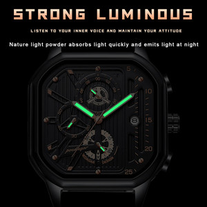 Reloj Poedagar de Lujo para Hombre, Cuadrado, de Cuarzo, con Correa de Acero Inoxidable, Resistente al Agua, Luminoso, Joyería OEM - Product Image 5