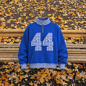 <b>Women</b> <b>Quarter</b> <b>Zip</b> Hoodie Embroidered Plaid <b>Sweatshirt</b> Soft Fleece Pullover Casual Daily Wear - Product Image 3
