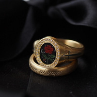 Meilleure vente Vantage acier inoxydable enfants catholicisme coeur religieux pierre naturelle canal réglage bague de mode
