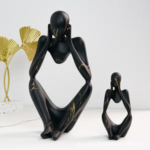 Ornement de personnage nordique Penseur, Artisanat créatif transfrontalier, Art décoratif, Sculpture abstraite européenne en résine époxy pour la maison - Product Image 3