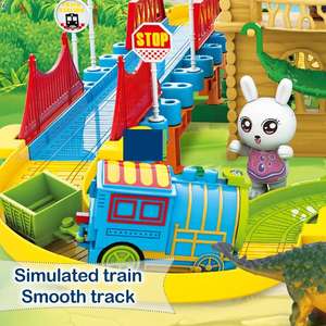 Dinosaurio bobinado carretera carril coche educativo Diy montaje <span class=keywords><strong>Dino</strong></span> Park tema plástico carreras <span class=keywords><strong>Tren</strong></span> Eléctrico riel juguetes para niños - Product Image 2