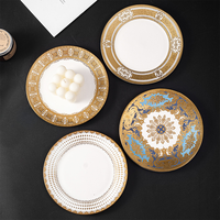 Assiettes à steak en céramique de style européen avec bord doré, assiettes à pâtes, assiettes de dîner, porcelaine blanche de luxe pour mariage, hôtel, banquet