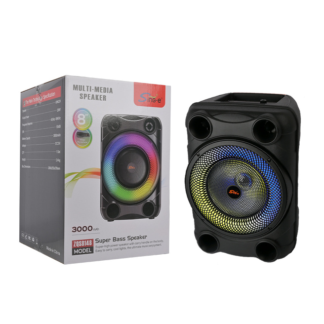 Sing-e ZQS8148 LED RGB Wireless Super Bass Subwoofer Party DJ Karaoke BT Amplifier Radio Microphone Speaker