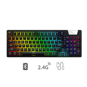 <span class=keywords><strong>Clavier</strong></span> de jeu mécanique sans fil BT 2.4G filaire 98 touches PC OEM GASKET avec rétroéclairage RVB et touches interchangeables à chaud - Product Image 1