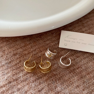 ต่างหูโลหะรูปตัว C ชุบทองเหลืองแบบเรียบง่าย รุ่นใหม่ปี 2025 ชุดเครื่องประดับสั่งทำพิเศษ - Product Image 1