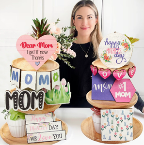 ของตกแต่งงานปาร์ตี้วันแม่ DAMAI ความรักและดอกไม้ ของตกแต่งโต๊ะไม้สุดพิเศษสำหรับวันเกิดแม่ ของตกแต่งแขวนบนโต๊ะ - Product Image 1