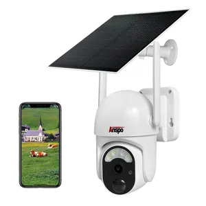 Anspo新款迷你尺寸促销4G SIM智能太阳能电池板能量警报PTZ摄像机TF sd卡存储监控摄像机