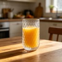 Verre à boire de 420 ml en verre taillé en diamant, style cristal, motif géométrique, pour eau, jus et cocktails