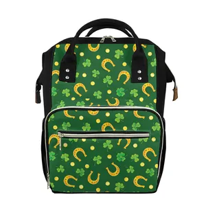 Wholesale Mommy Diaper Caddy Bag Backpack Irish Saint Patricks Day Pattern Print Custom Baby Bag For Mommy