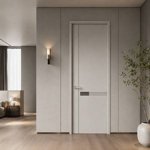 Porte intérieure en bois simple, anti-rayures, insonorisée, en panneau HDF à grain de bois, ignifuge, pour chambre à coucher, avec revêtement en mélamine - Product Image 2